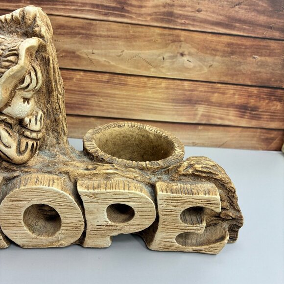 Vintage HOPE Figurine Planter Girl Praying Rustic Carved Wood Look Inspirational - Picture 3 of 6